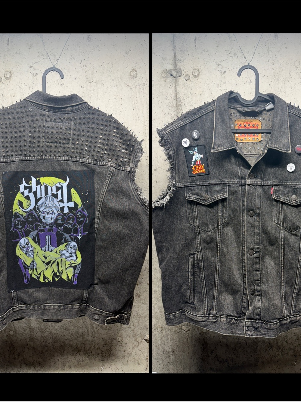Custom studded metal battle vest. Ghost, Ozzy Osbourne!